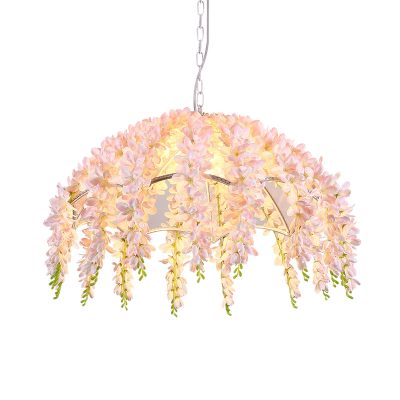 Industrial Metal Pendant Light with Scalloped Design and Flower Accent - 1-Light LED Ceiling Fixture for Restaurants