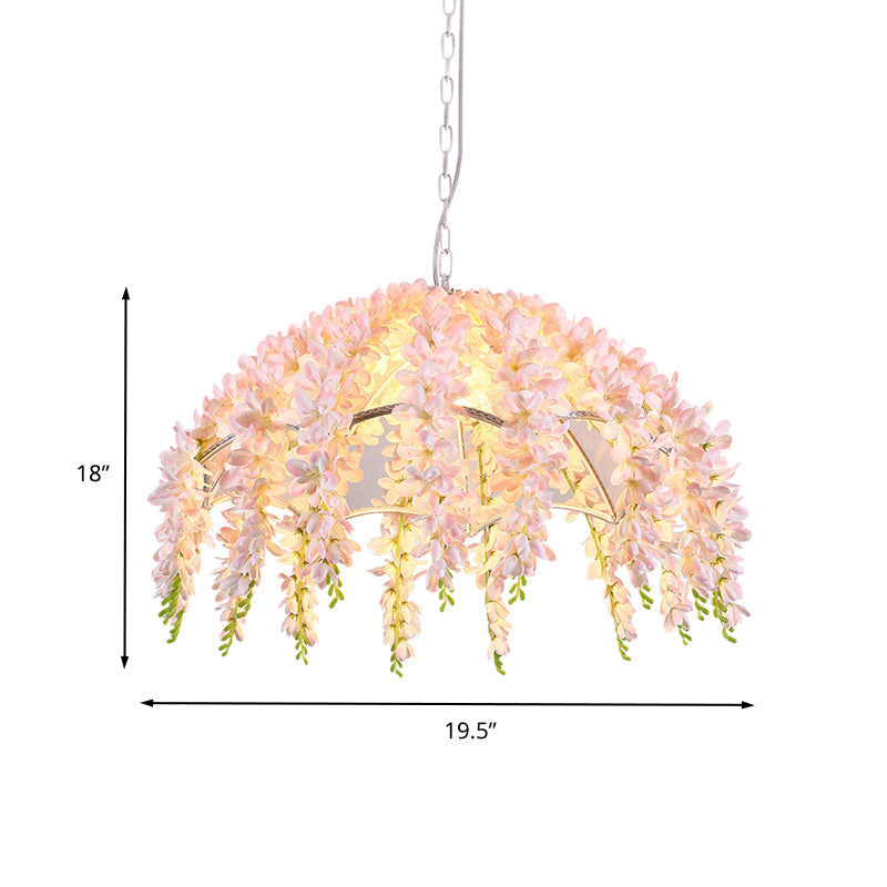 Industrial Metal Pendant Light with Scalloped Design and Flower Accent - 1-Light LED Ceiling Fixture for Restaurants