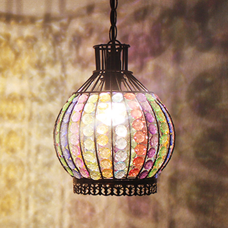 Sleek Bronze Pendant Light With Sphere Design - Elegant Hanging Fixture For Restaurant Ambiance