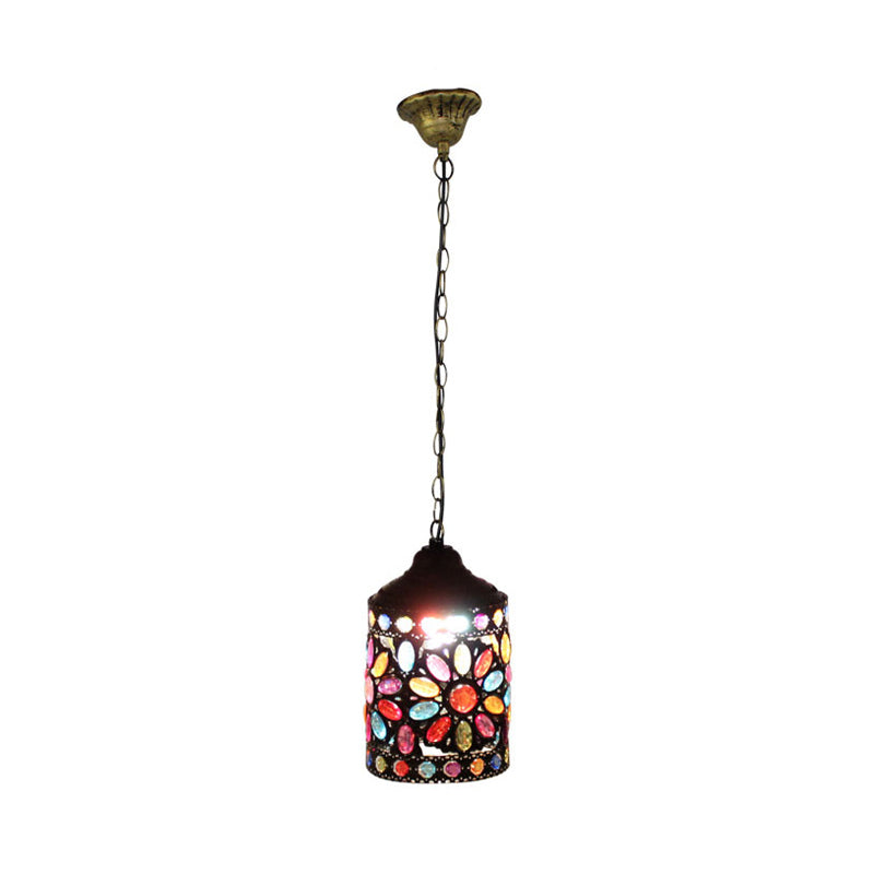 Vintage Brass Pendant Light For Restaurant - Suspended Cylinder Fixture 6/6.5 Width