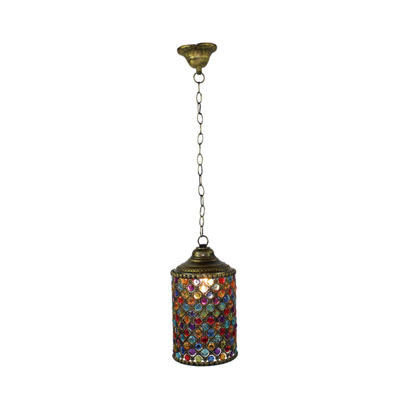 Vintage Brass Pendant Light For Restaurant - Suspended Cylinder Fixture 6/6.5 Width