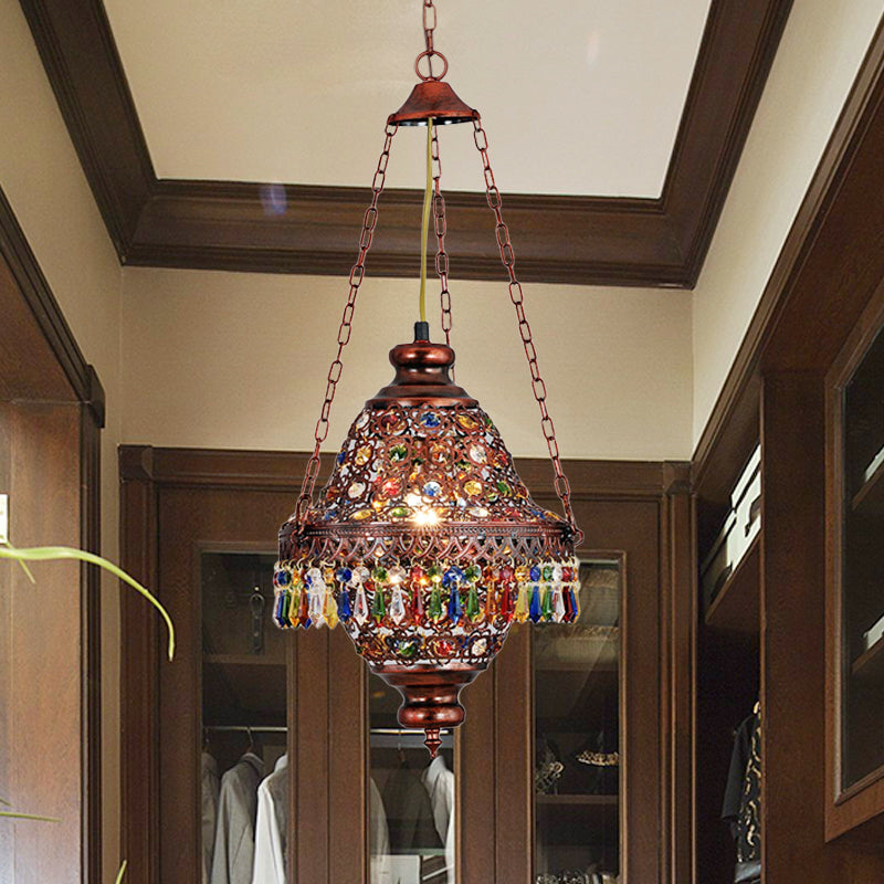 Copper Vintage Lantern Pendant Light For Bedroom Suspension
