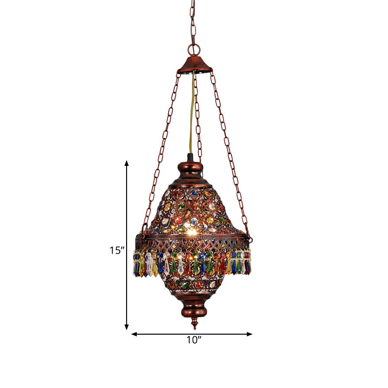 Copper Vintage Lantern Pendant Light For Bedroom Suspension
