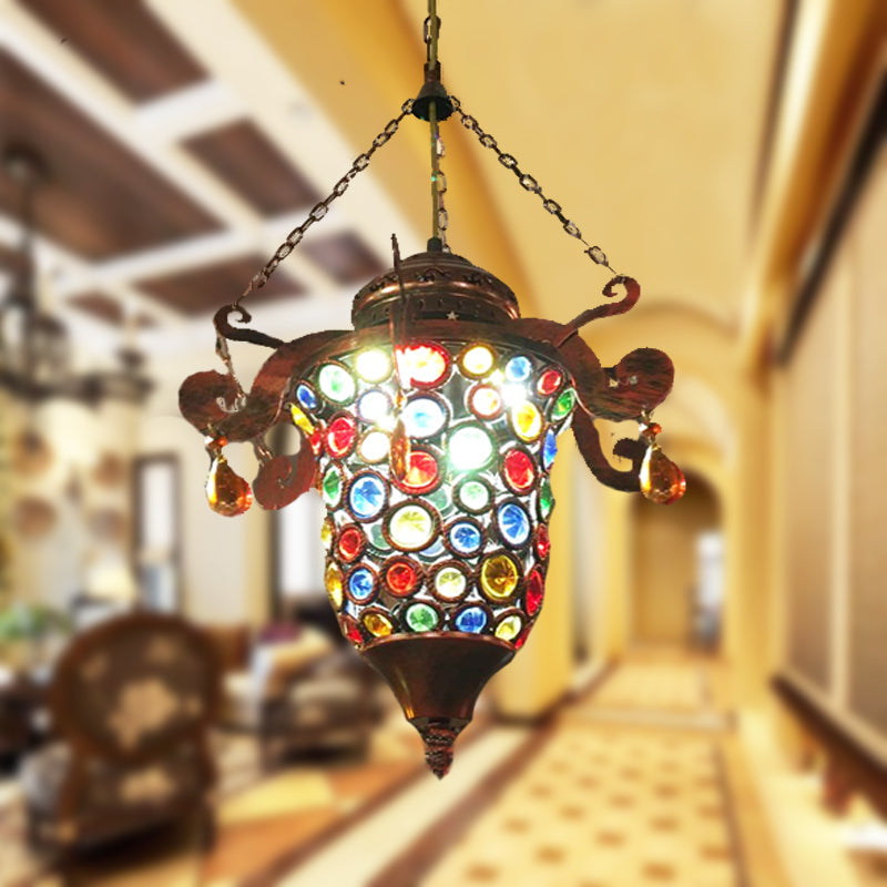 Vintage Copper Metal Urn Pendant Light Fixture Hallway Hanging Lamp Kit