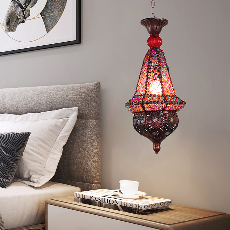 Copper Lantern Pendant Lamp Elegant Metal Ceiling Light For Restaurant Decor