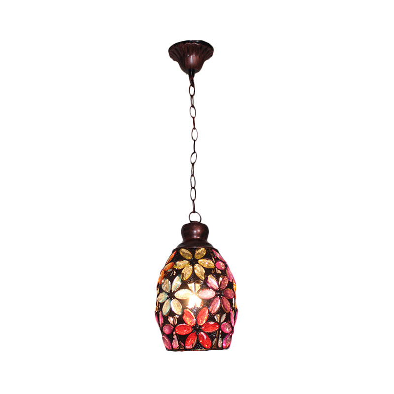 Colorful Dome Hanging Light Fixture - Single Metal Drop Pendant For Bedroom Decor