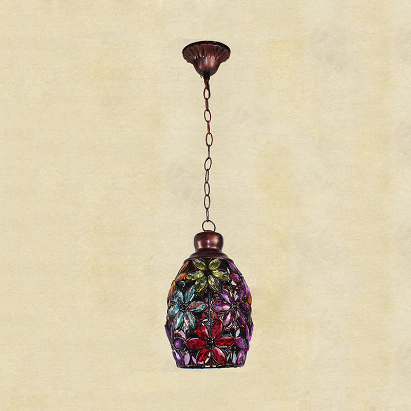 Colorful Dome Hanging Light Fixture - Single Metal Drop Pendant For Bedroom Decor