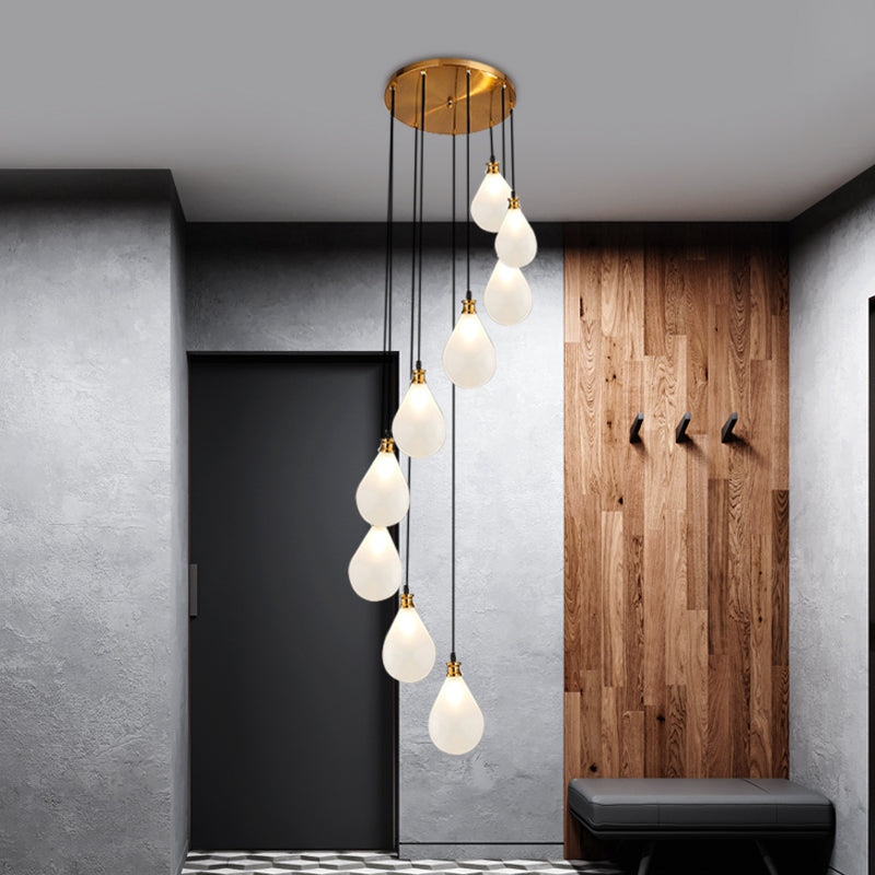 Modern White/Pink Glass LED Balloon Cluster Pendant Ceiling Lamp - 9 Lights with Spiral Design