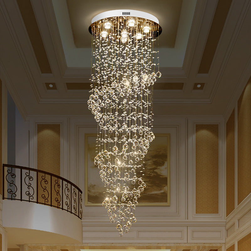 Plafonnier LED moderne à 7 ampoules en cristal doré tourbillonnant