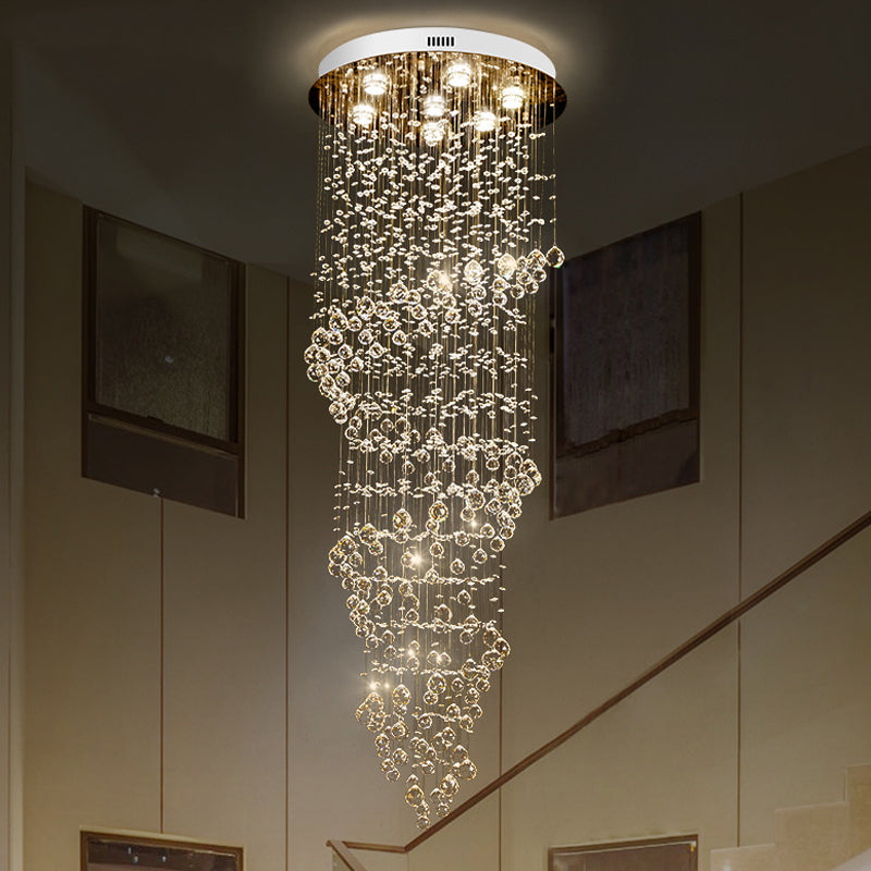 Plafonnier LED moderne à 7 ampoules en cristal doré tourbillonnant