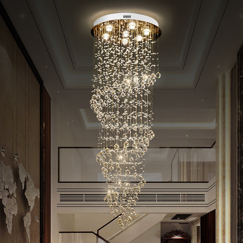 Plafonnier LED moderne à 7 ampoules en cristal doré tourbillonnant
