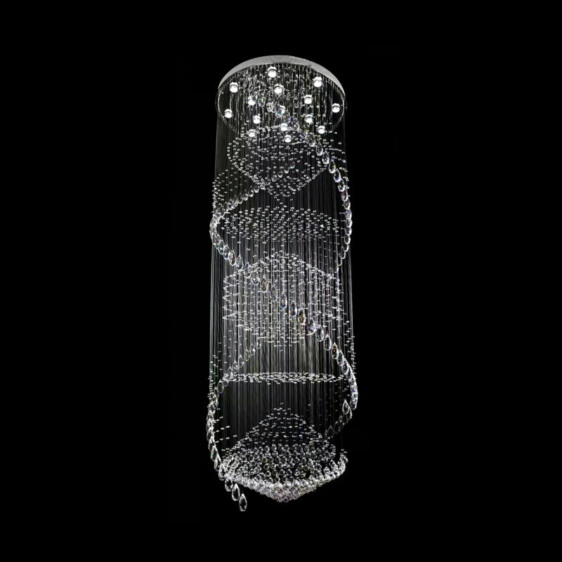 Swirling Crystal LED Ceiling Lamp with 10 Bulbs in Silver