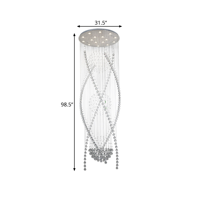 Crystal Cluster Pendant Light with 12 Hanging Bulbs - Modern White Stair Cascades Design