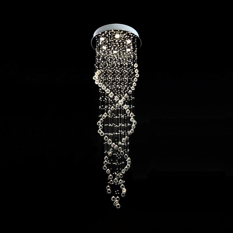 Modern Crystal White LED Pendant Light with Spiral Waterfall Design - 6 Heads