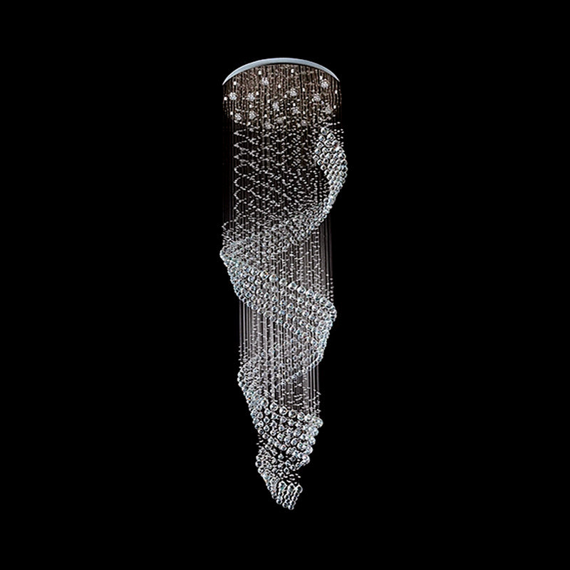 Sleek 13-Light Crystal Led Pendant Lamp For Living Room With Silver Multi-Chandelier Design