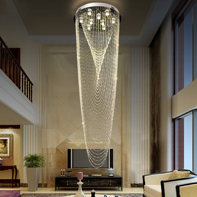 Lampe suspendue contemporaine en cristal argenté avec 13 ampoules - Lampe suspendue de salon élégante