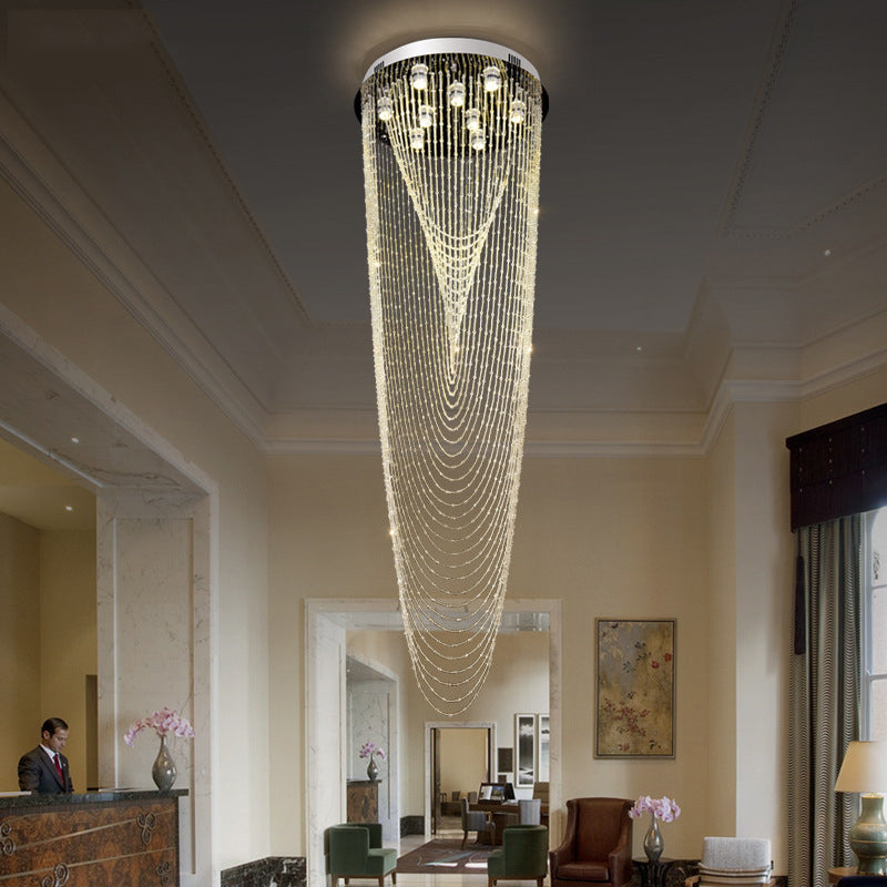 Lampe suspendue contemporaine en cristal argenté avec 13 ampoules - Lampe suspendue de salon élégante