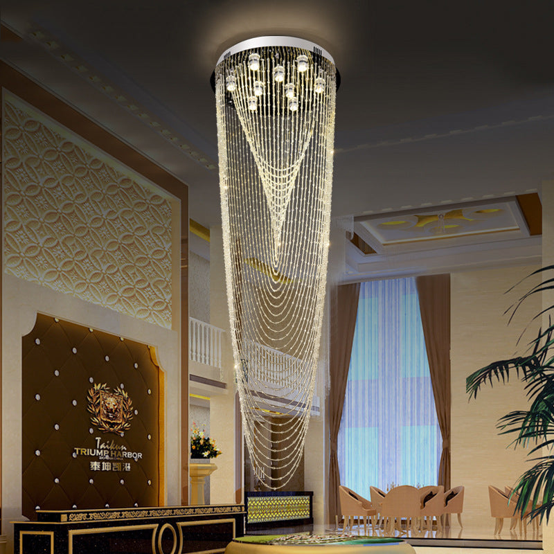 Lampe suspendue contemporaine en cristal argenté avec 13 ampoules - Lampe suspendue de salon élégante