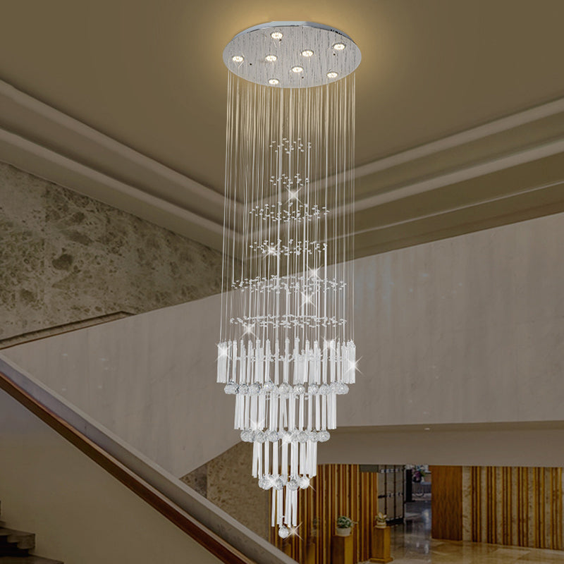 Modern Crystal White Pendant Light with LED Cluster Orbs and Rods - 8-Light Hanging Ceiling Lamp