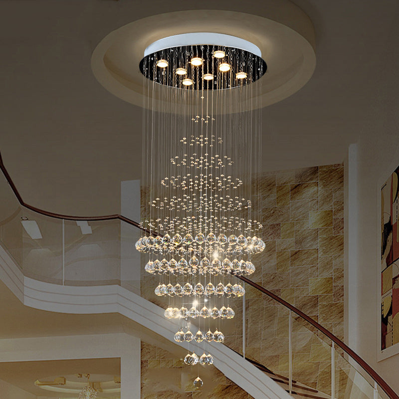 Modern Crystal Layered 8-Bulb LED Ceiling Light for Living Room