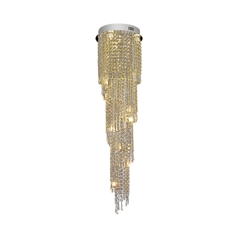 Modern Raindrop Crystal Pendant Light - 12-Head LED Multi Ceiling Lamp, Silver