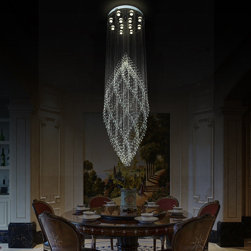 Modern Crystal Ceiling Light with 12 LED Bulbs and Multi-Pendant Design