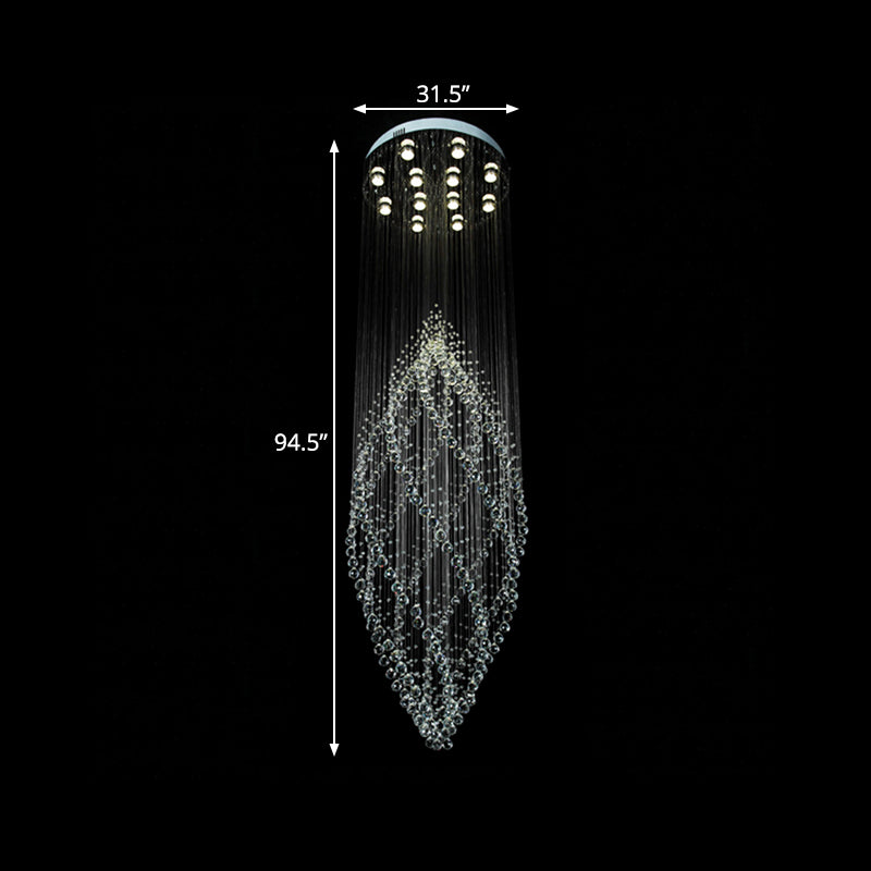 Modern Crystal Ceiling Light with 12 LED Bulbs and Multi-Pendant Design