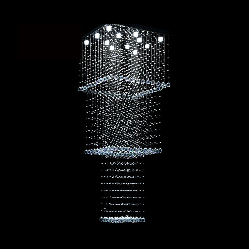 Modern Crystal Multi Pendant Light with 13 LED Heads and Silver Finish