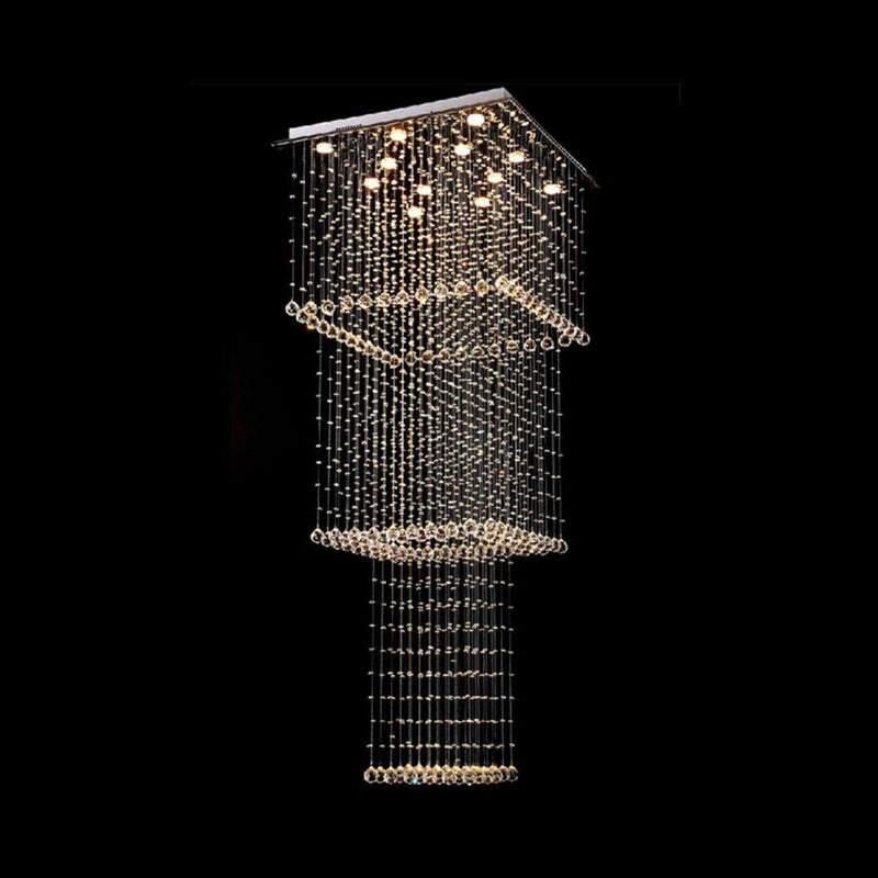 Modern Crystal Multi Pendant Light with 13 LED Heads and Silver Finish