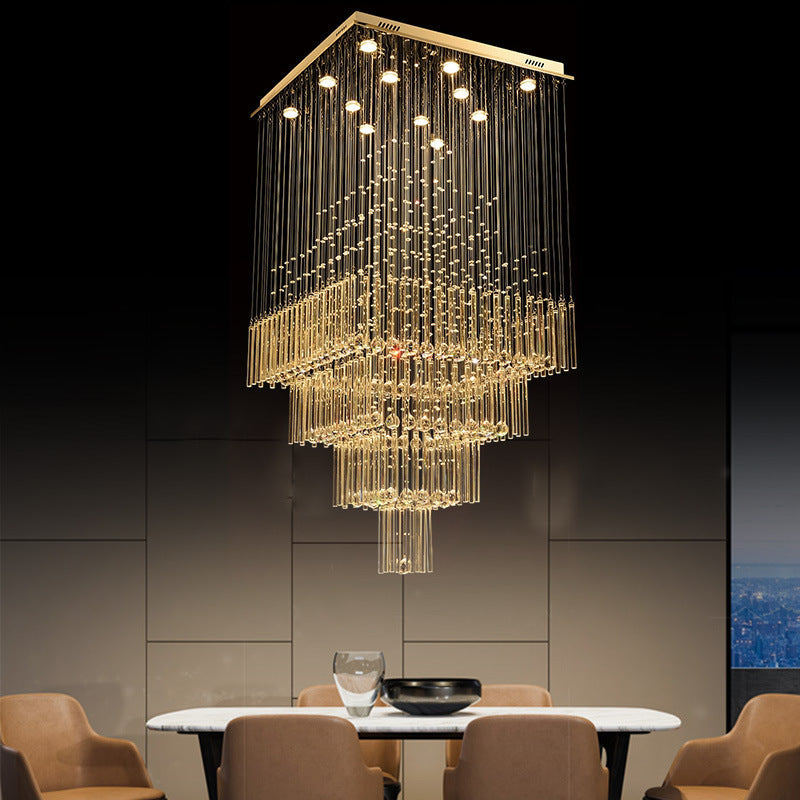 Contemporary Crystal Suspension Lamp - 13 Light Silver Orbs And Rods Stair Led Pendant Cluster