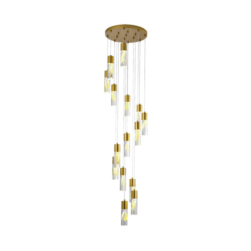 Modern Gold LED Tube Pendant Chandelier with 15/20 Lights