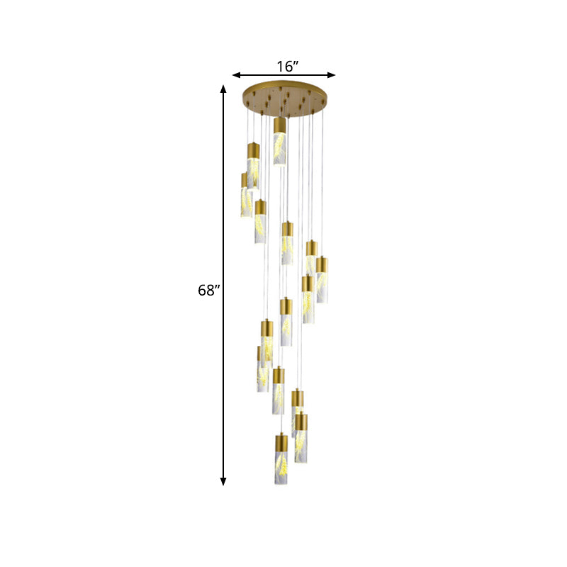 Modern Gold Multilight Pendant Chandelier - 15/20-Head Led Hanging Light With Acrylic Tubes