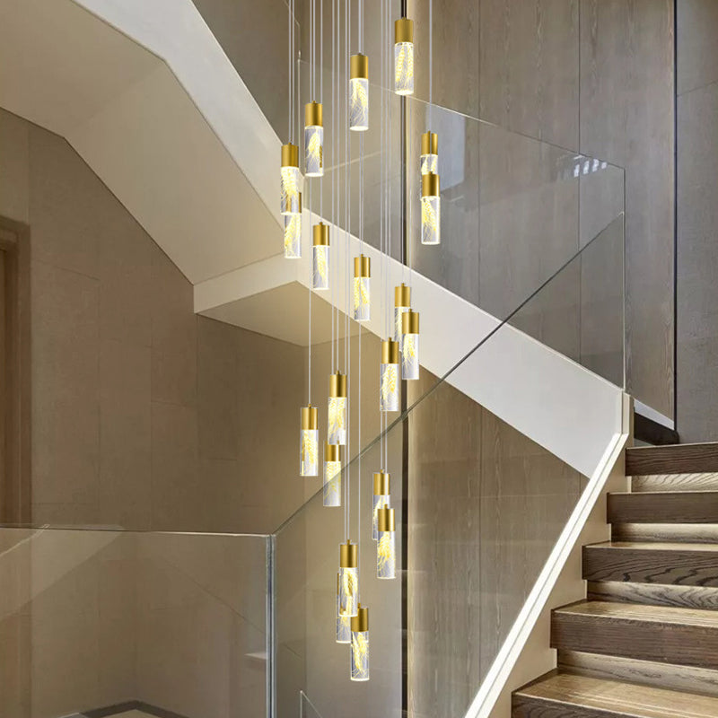 Modern Gold LED Tube Pendant Chandelier with 15/20 Lights