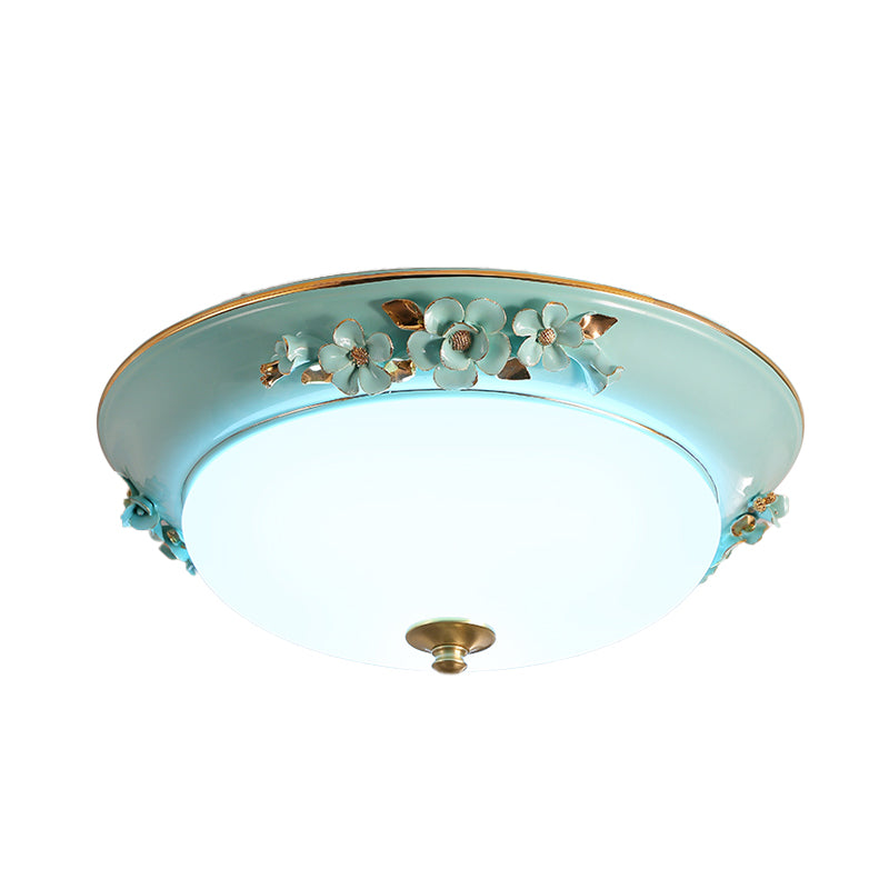 Countryside Metal Dome LED Flush Mount Ceiling Light Fixture for Bedroom - White, Multiple Sizes