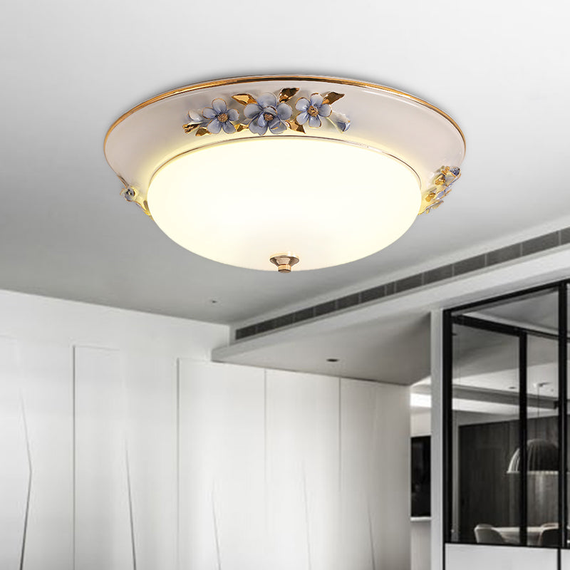 Modern Metal White Ceiling Mounted LED Flush Mount Lighting Fixture, Korean Flower Design, 12"/14.5"/17" W