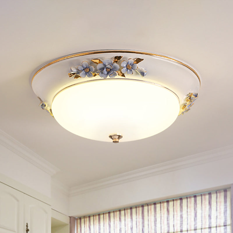 Modern Metal White Ceiling Mounted LED Flush Mount Lighting Fixture, Korean Flower Design, 12"/14.5"/17" W