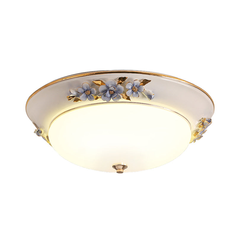 Modern Metal White Ceiling Mounted LED Flush Mount Lighting Fixture, Korean Flower Design, 12"/14.5"/17" W