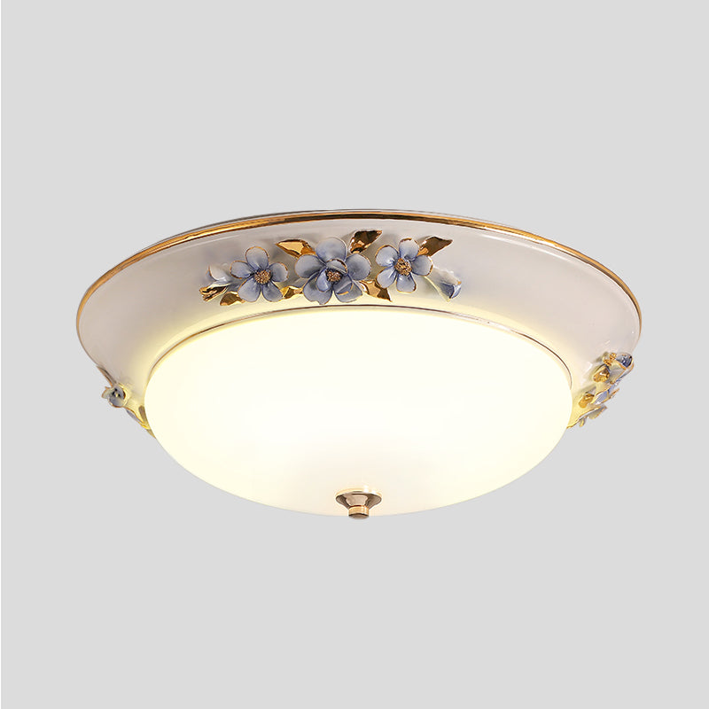 Modern Metal White Ceiling Mounted LED Flush Mount Lighting Fixture, Korean Flower Design, 12"/14.5"/17" W