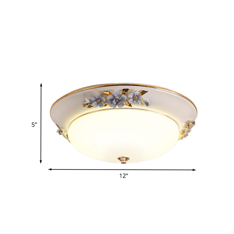 Modern Metal White Ceiling Mounted LED Flush Mount Lighting Fixture, Korean Flower Design, 12"/14.5"/17" W
