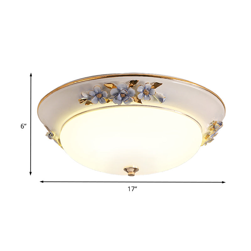 Modern Metal White Ceiling Mounted LED Flush Mount Lighting Fixture, Korean Flower Design, 12"/14.5"/17" W