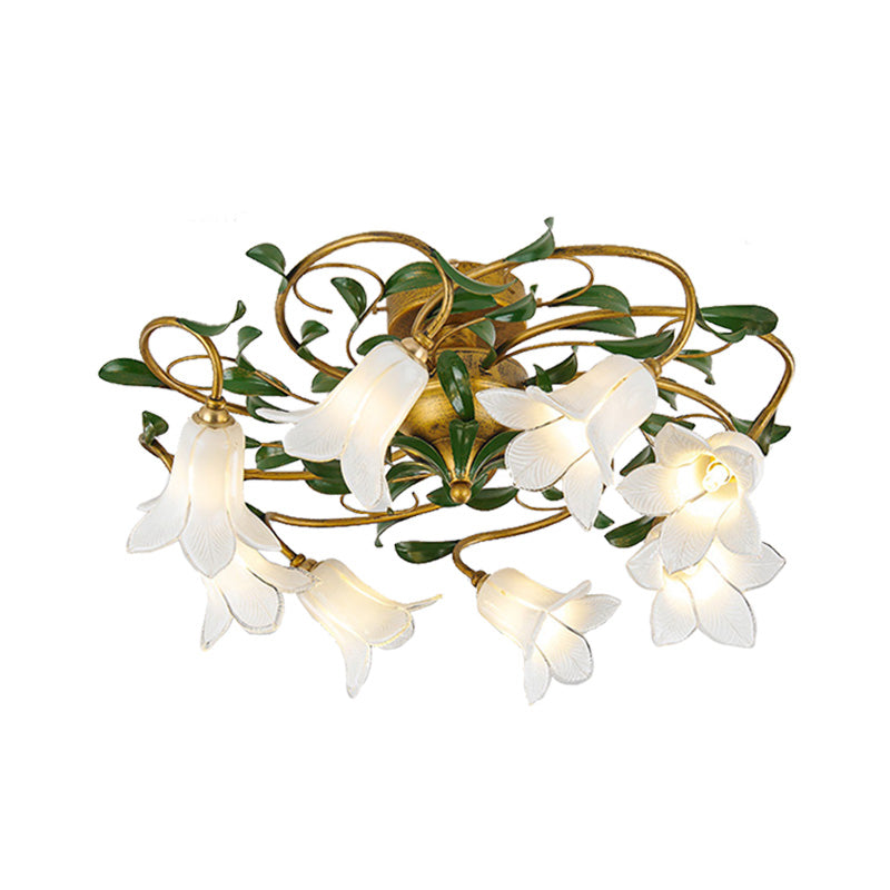 Plafonnier LED en métal Countryside Lily/Tulip - 6/8 ampoules, finition laiton