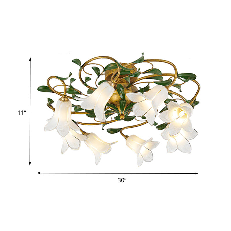 Plafonnier LED en métal Countryside Lily/Tulip - 6/8 ampoules, finition laiton