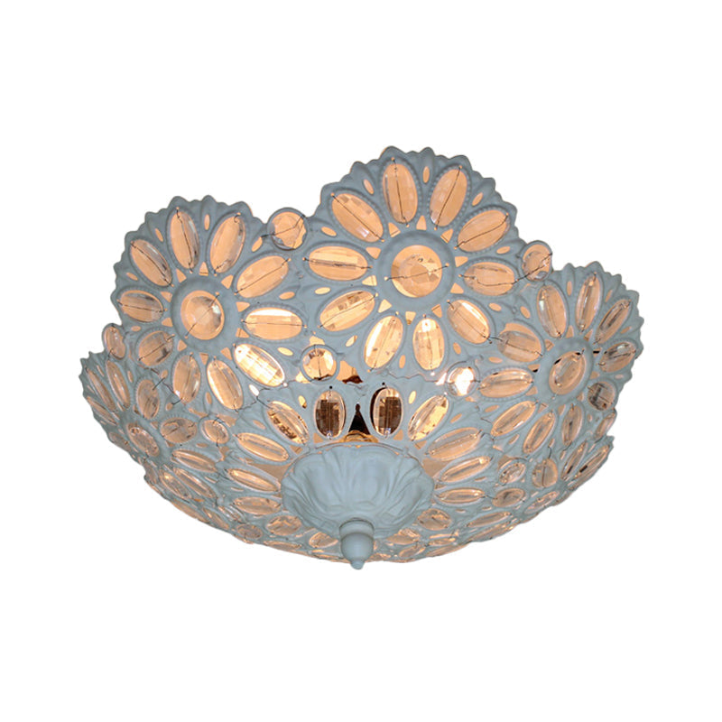 Plafonnier encastré en métal Art Déco avec 3 lumières - Blanc - Idéal pour le salon