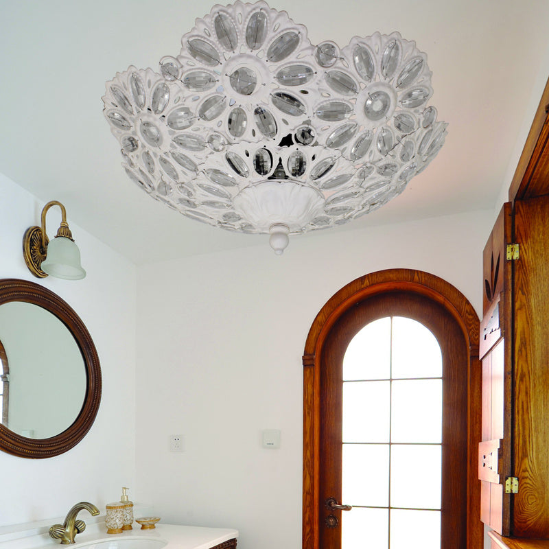 Plafonnier encastré en métal Art Déco avec 3 lumières - Blanc - Idéal pour le salon