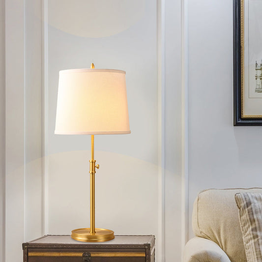 Modern White Nightstand Lamp: Sleek Fabric Shade Ideal For Bedroom