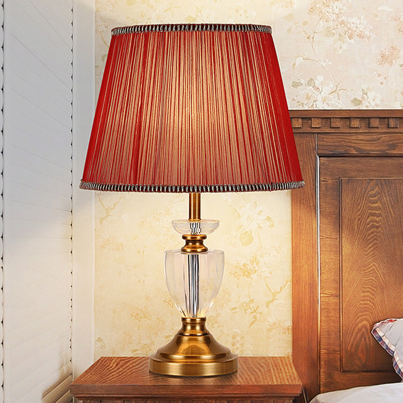 Modernist Gold Fabric Conical Shade Task Reading Lamp For Study