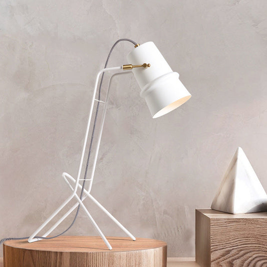 Contemporary Metal Nightstand Lamp With Wide Flare Design - 1-Bulb Reading Light In White