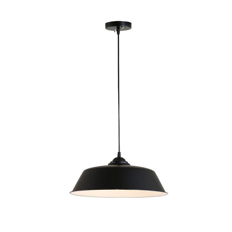 Metallic Black Ceiling Lamp Barn Shade Pendant, 10"/14" Wide – Retro Industrial Hanging Pendant Light for Restaurants