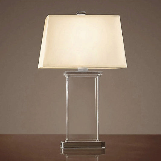 Contemporary Clear Crystal Task Light - Rectangular 18/22 Wide Desk Lamp With White Bulb