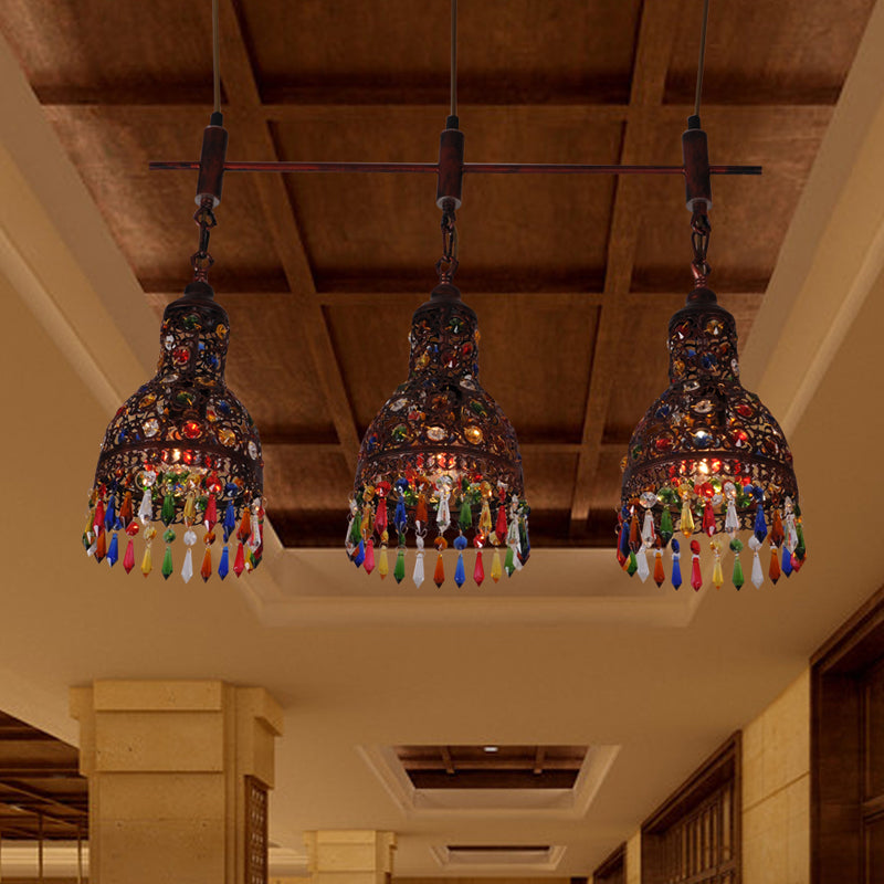 Copper Cluster Pendant Light With 3 Bulbs For Corridors - Art Deco Barn Style